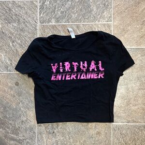 Black Crop Top with Pink Graphic